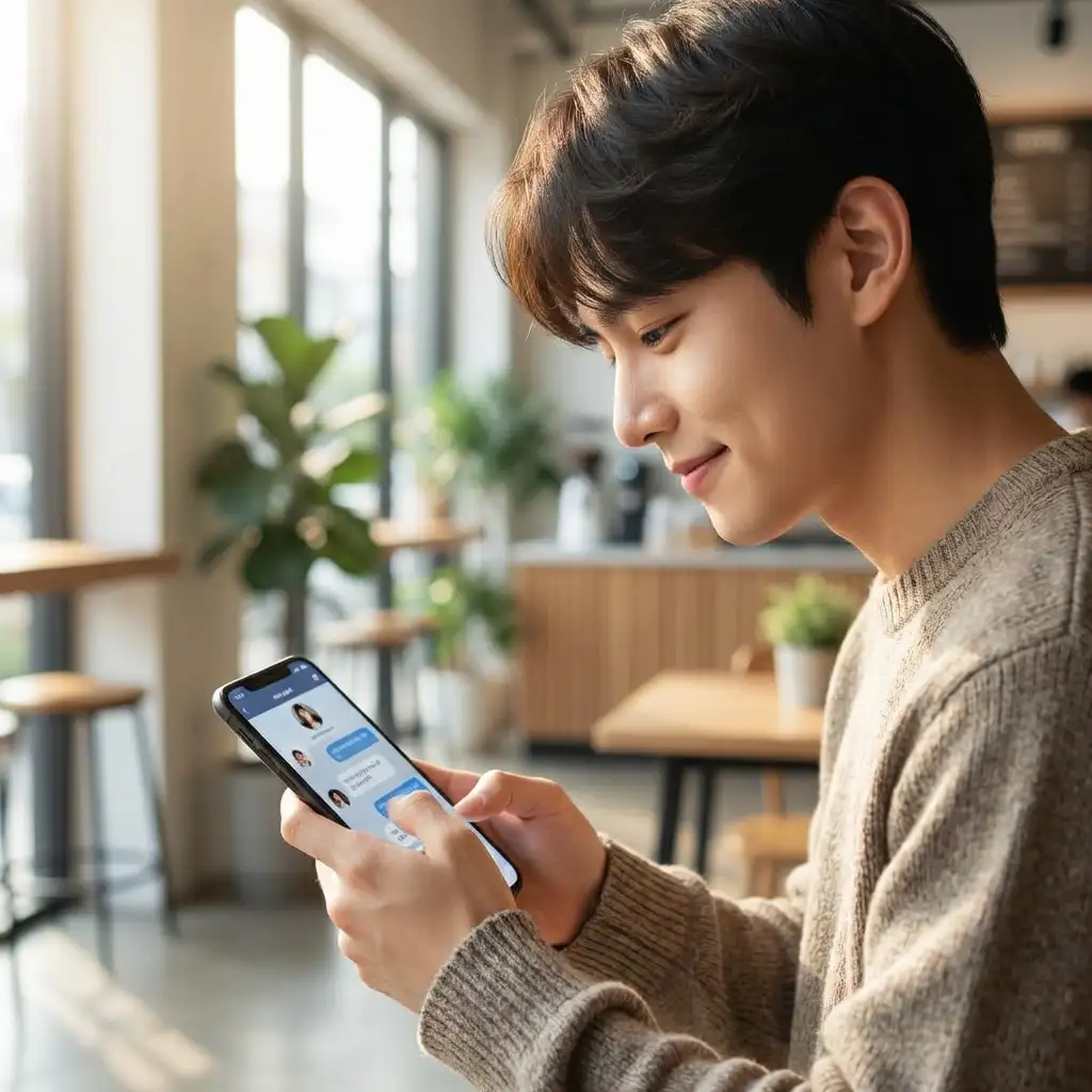 Person using dating app on smartphone