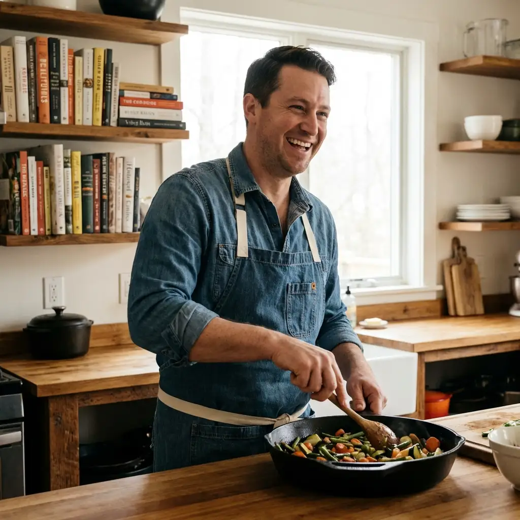 Man cooking in a kitchen