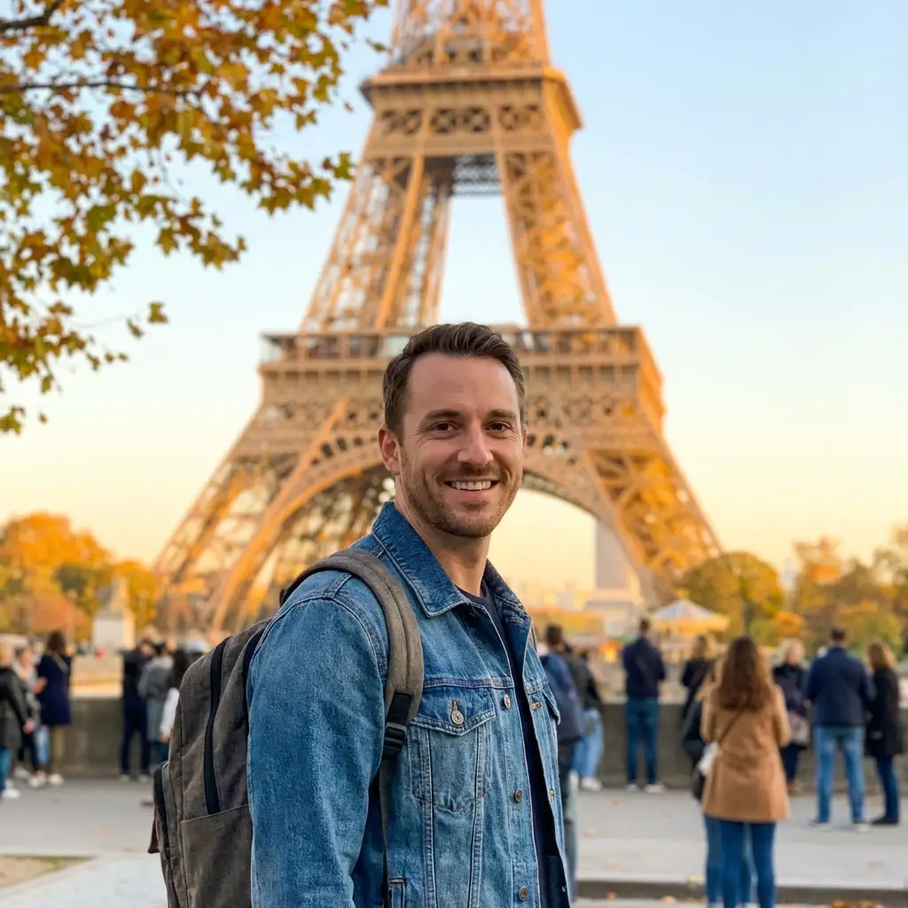 Man at a famous landmark or interesting location